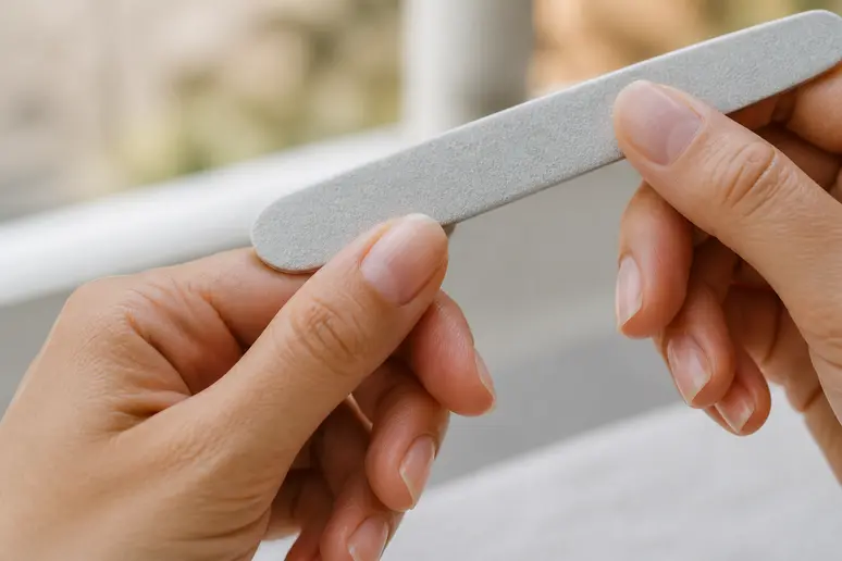 Préparation méticuleuse des ongles naturels pour une meilleure tenue de comment fabriquer des faux ongles.