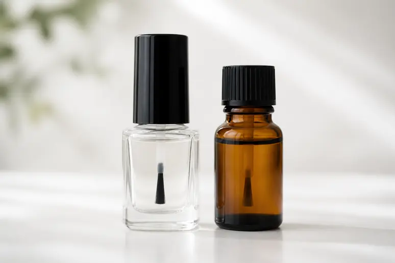 Deux flacons côte à côte : Nail Prep et primer ongle, c'est quoi la différence.