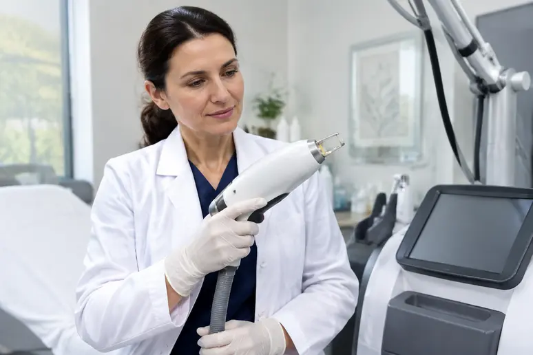 Utilisation d'un appareil laser spécifique pour tenter de traiter les poils blancs