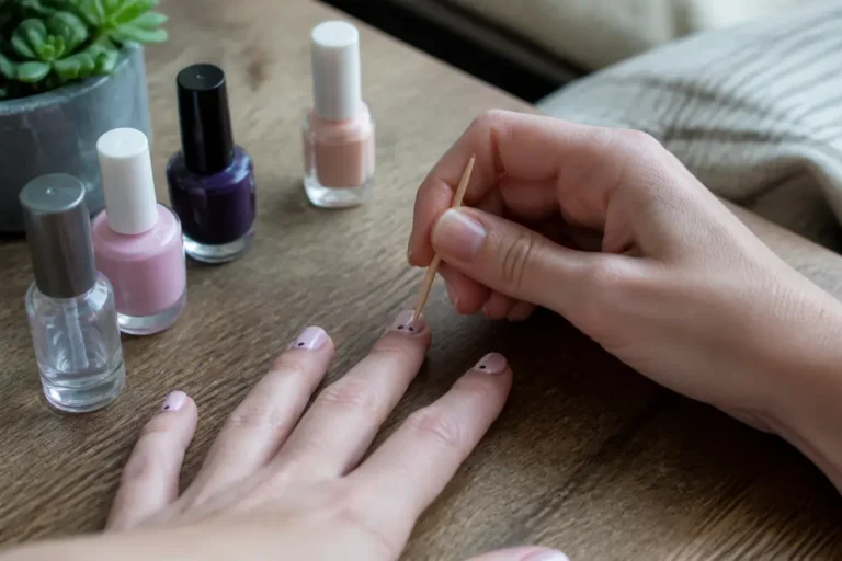 réalisation d'une idée nail art facile à la maison avec des objets du quotidien